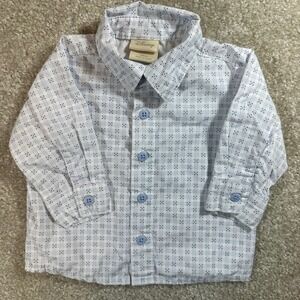 Disney Classic Winnie the Pooh Baby 3m Button Shirt Blue White Plaid Long Sleeve